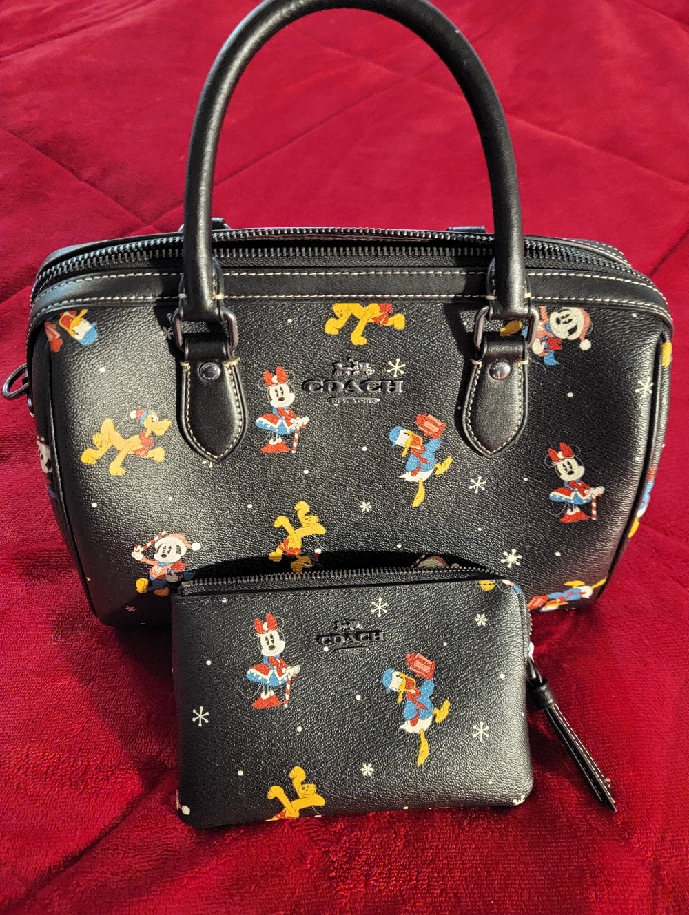 Coach Black Disney Mickey & Friends Mini Satchel with Pouch - Picture 3 of 13